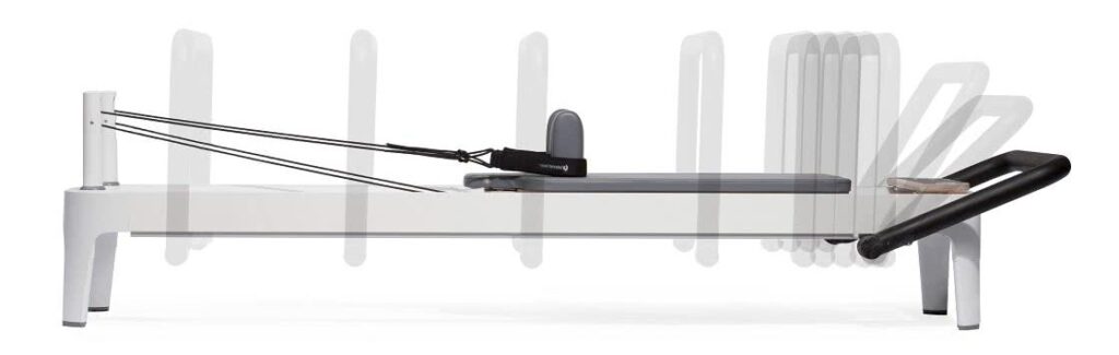 Balanced Body EasySet jalatugi, mis näitab reguleeritavaid asendeid reformeril.