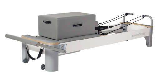 Bravo Reformer: Additional Pilates Equipment Set Bravo Reformer with sitting box and accessories for Pilates.